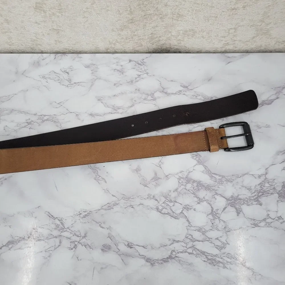 Johnston & Murphy Scored Roller Buckle Belt Men's Tan Leather Belt